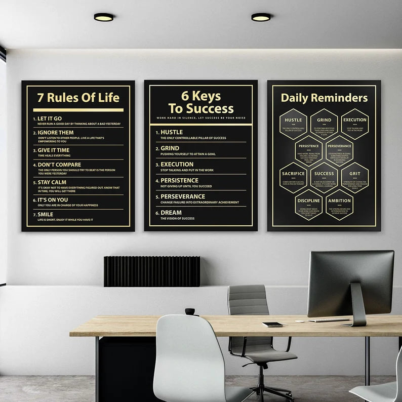 SET OF 3 Motivational Wall frame, Office Wall Decor Inspirational Wild Animal Art, Entrepreneur Quote Sign,Poster, Mindset Print (Copy)