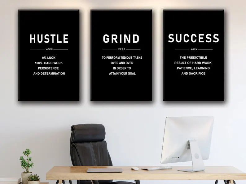 PACK OF 3 Motivational Wall frame, Office Wall Decor Inspirational Wild Animal Art, Entrepreneur Quote Sign,Poster, Mindset Print
