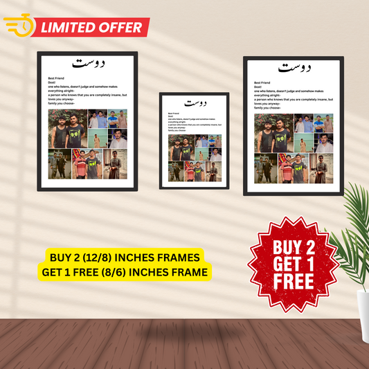 FRIENDS CUSTOMIZED FRAMES SET OF 2 (8X12) INCHES GET 1 FREE (8x6 INCHES)
