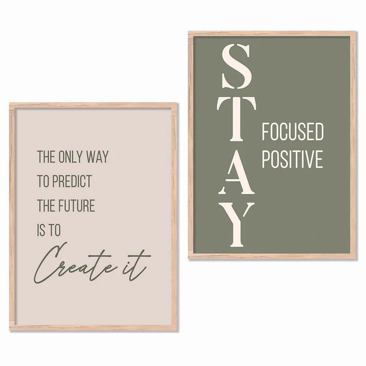 Motivational Quotes Framed Posters for Home Living Room Bedroom and Office Wall Decor Set OF 2