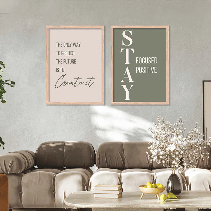 Motivational Quotes Framed Posters for Home Living Room Bedroom and Office Wall Decor Set OF 2