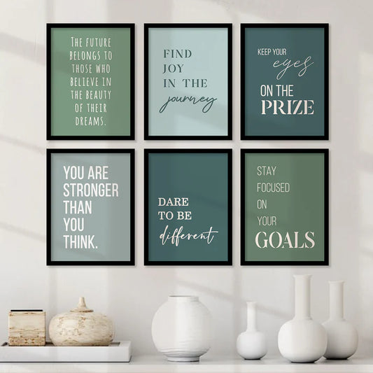 Motivational Quotes Framed Posters for Home Living Room Bedroom and Office Wall Decor Set OF 6