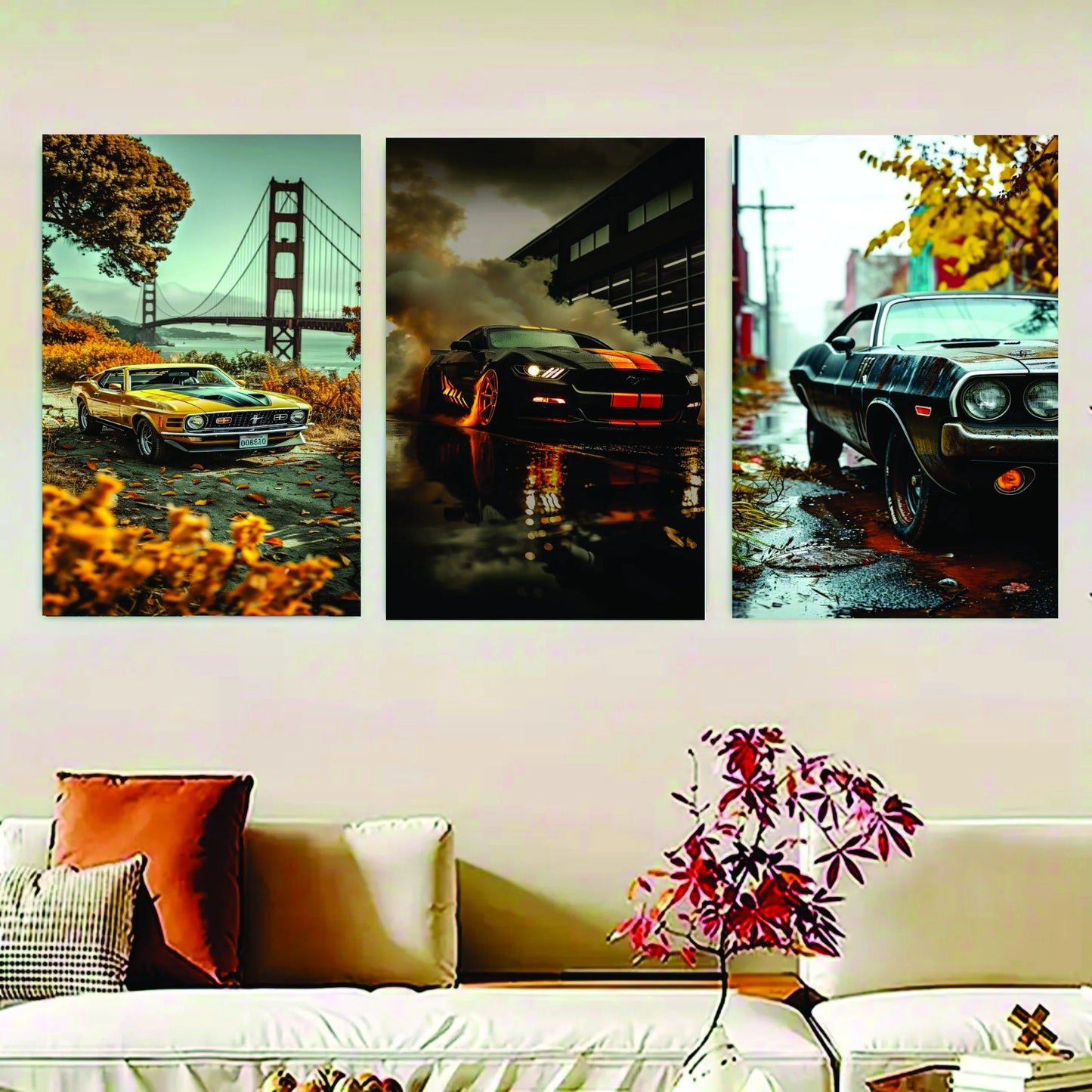 SET OF 3 |CAR ART WOODEN FRAMES | WOODEN PHOTO TILES