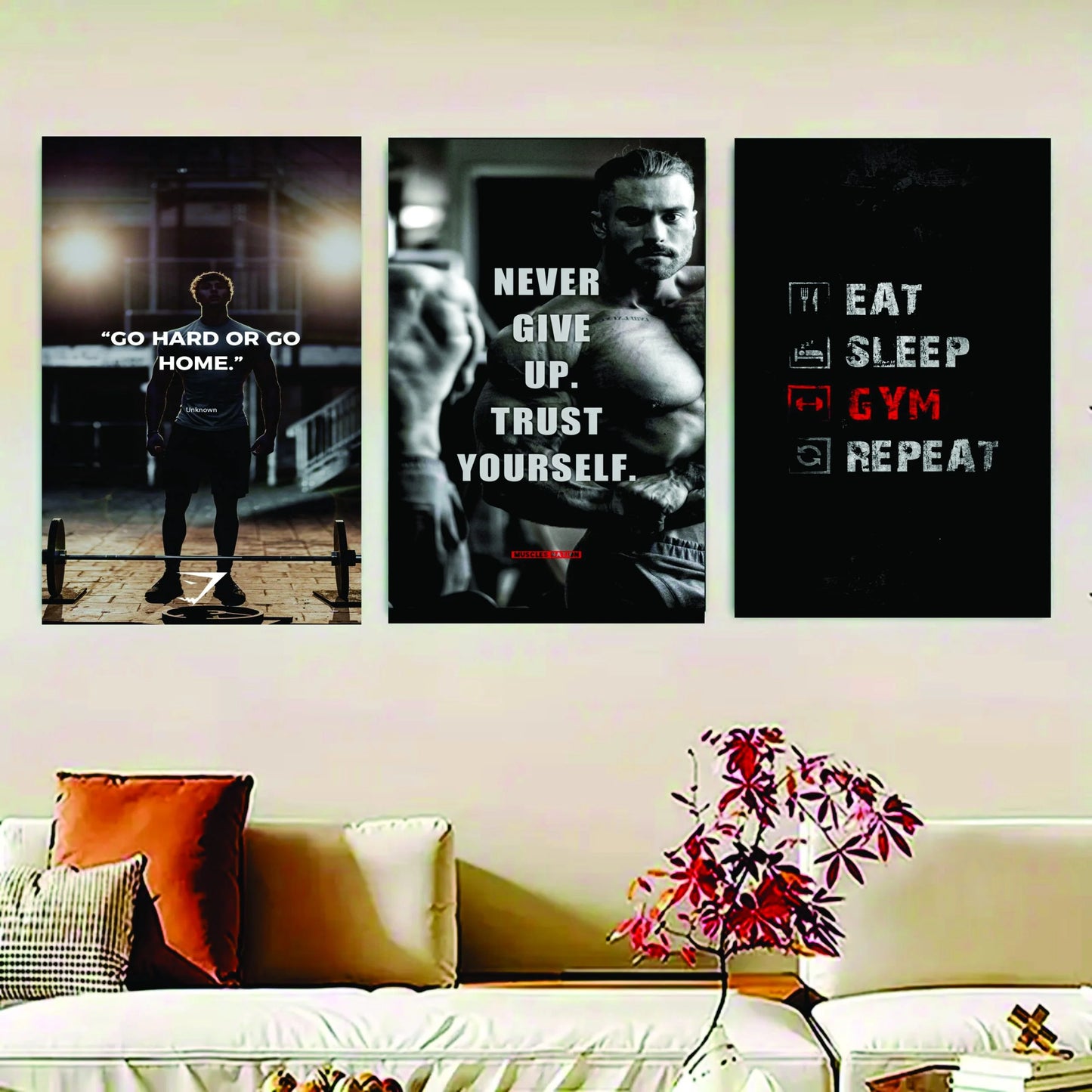 SET OF 3 | GYM  ART WOODEN FRAMES | WOODEN PHOTO TILES