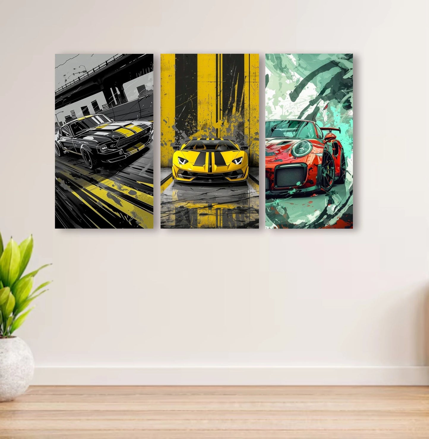 SET OF 3 | CAR ART WOODEN FRAMES | WOODEN PHOTO TILES