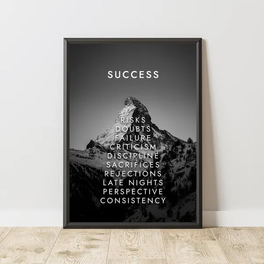 SUCCESS  Motivational Wall frame, Office Wall Decor Inspirational Wild Animal Art, Entrepreneur Quote Sign,Poster, Mindset Print