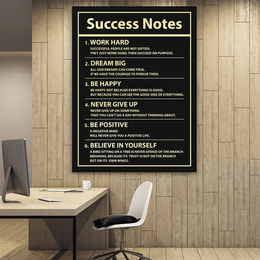 SUCCESS NOTES Motivational Wall frame, Office Wall Decor Inspirational Wild Animal Art, Entrepreneur Quote Sign,Poster, Mindset Print