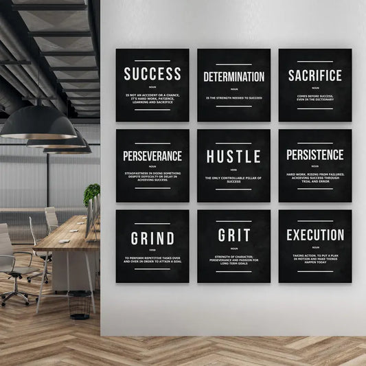 PACK OF 9  Motivational Wall frame, Office Wall Decor Inspirational Wild Animal Art, Entrepreneur Quote Sign,Poster, Mindset Print