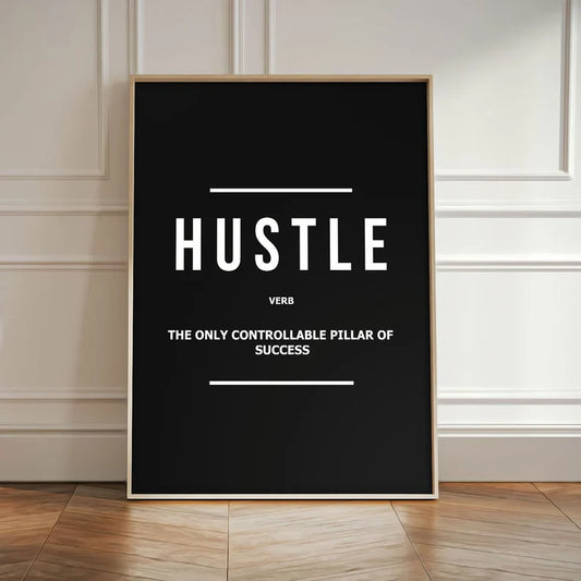 HUSTLE Motivational Wall frame, Office Wall Decor Inspirational Wild Animal Art, Entrepreneur Quote Sign,Poster, Mindset Print